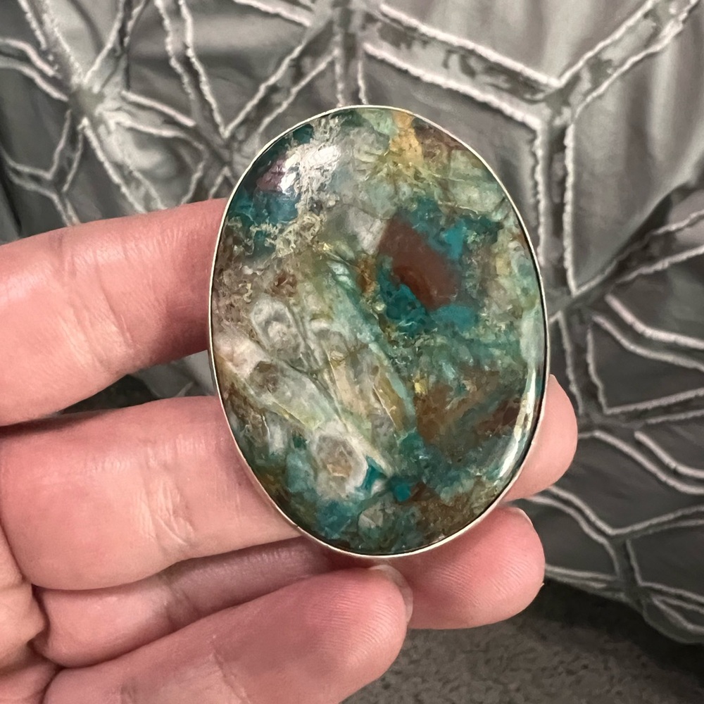 Sterling silver custom made crysocolla ring